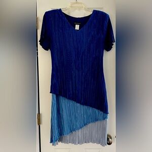 Gently Worn Blue and Light Blue Connected Apparel Pleated Dress